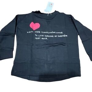 Beau Loves Sweatshirt Kid 4Y Black Crew Neck Pink Graphic Love Valentine School